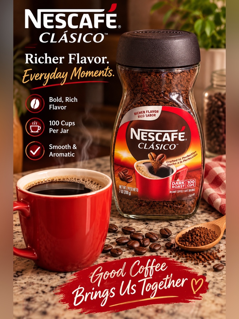 NESCAFÉ Dark Roast Instant Coffee - Red Label